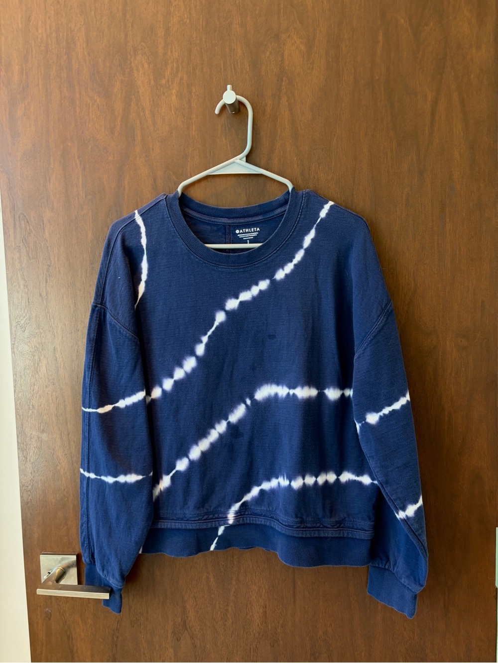 Athleta Navy and White Spiral Tie-Dye Sweatshirt
